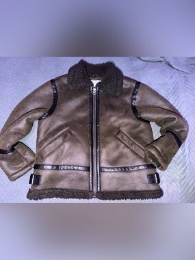 Zara Kids Faux Shearling Aviator Jacket Size 9